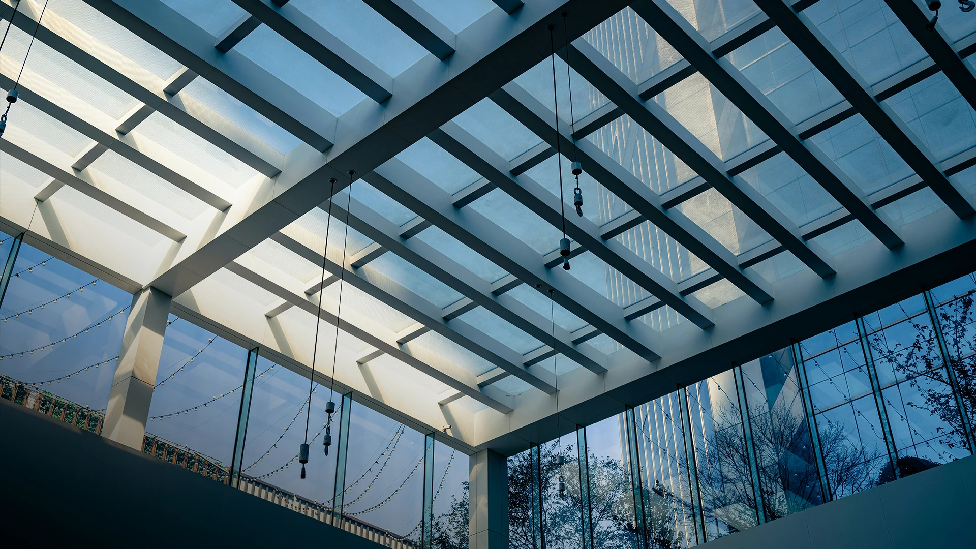 Anti-Glare Window Film On A Glass Roof.