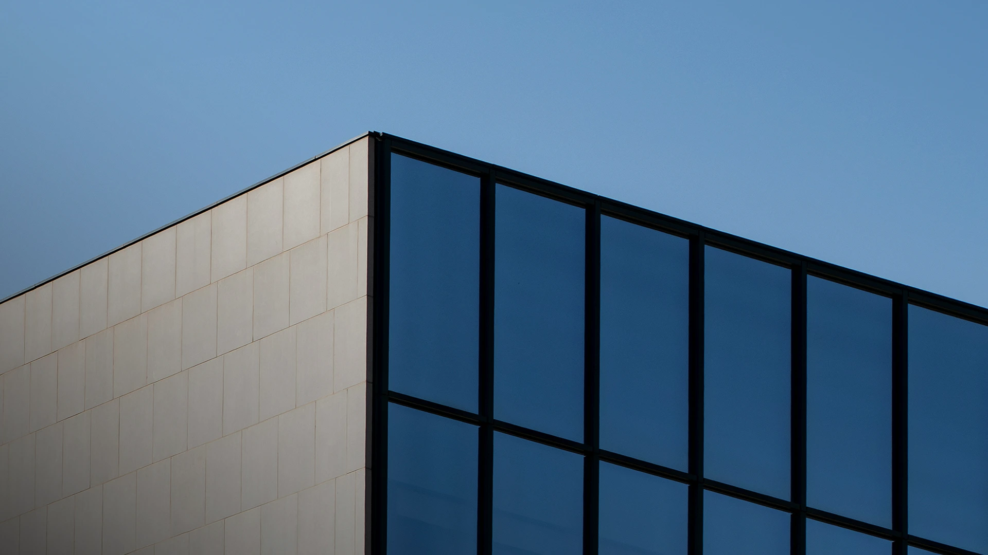 Reflective Privacy Film On An Office Building.